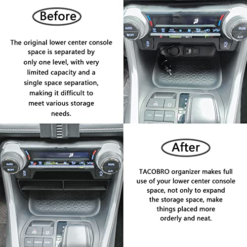 Tacorbo Lower Center Console Organizer Compatible With Toyota Rav4 2019 2020 2021 2022 2023 Accessories, Secondary Insert Tray Storage Box #TOP2
