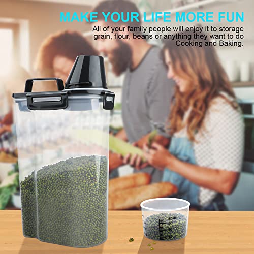 Uppetly Rice Airtight Dry Food Storage Containers, Bpa Free Plastic Storage Bin Dispenser With Pourable Spout, Measuring Cup For Cereal, Flour And Baking Supplies, Include A Stainless Steel Whisk #TOP4