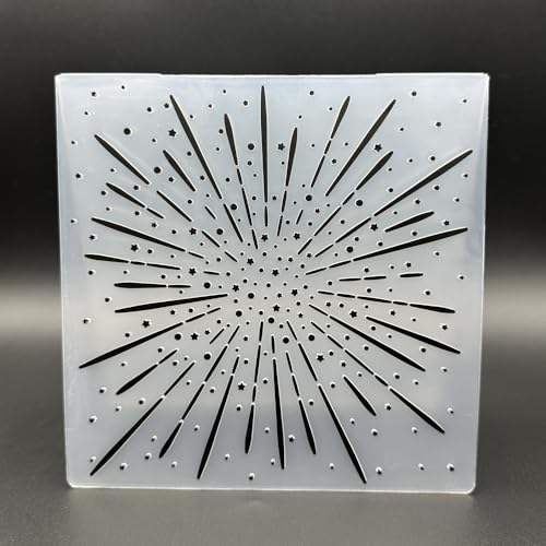 3D Plastic Embossing Folder Template Star Fireworks Texture 5.91x5.91 Inch for Card Making DIY Scrapbooking Paper Crafting Handmade Crafts Scrapbooking Arts Supplies Scrapbook Decor