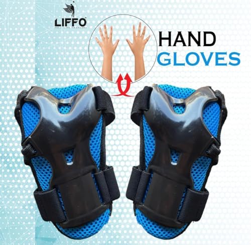 Image of Liffo Skating Guard Skating Kit Protective Skating Guard Kit for Skating, Cycling, Running for Kids,Boys,Girls,Men & Women (HSG) (HP-Blue, S)