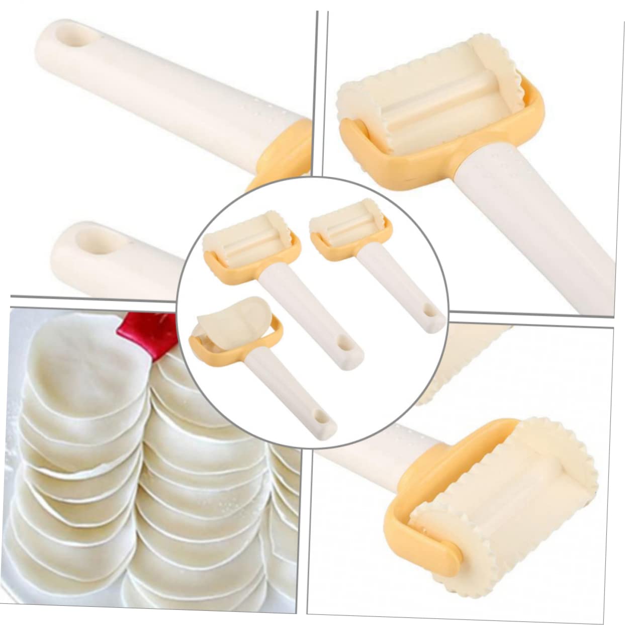 Ciieeo 3 Ensembles 3 Pièces Rouleau À Pâte Coupe Fondant Pâtisserie Rouleau Biscuit Biscuits Beige