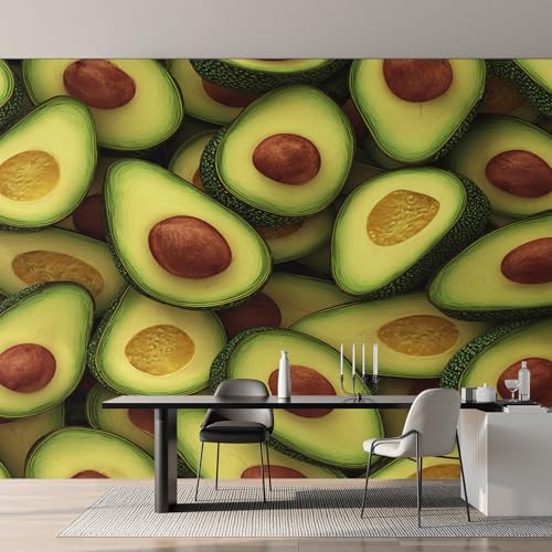 Genérico Papel Pintado Aguacate, Papel Pintado pared Dormitorio Frutas Tropicales, Decoracion pared Salon, Fotomurales Tejido no Tejido, 300 x 210 cm K-MZ&1