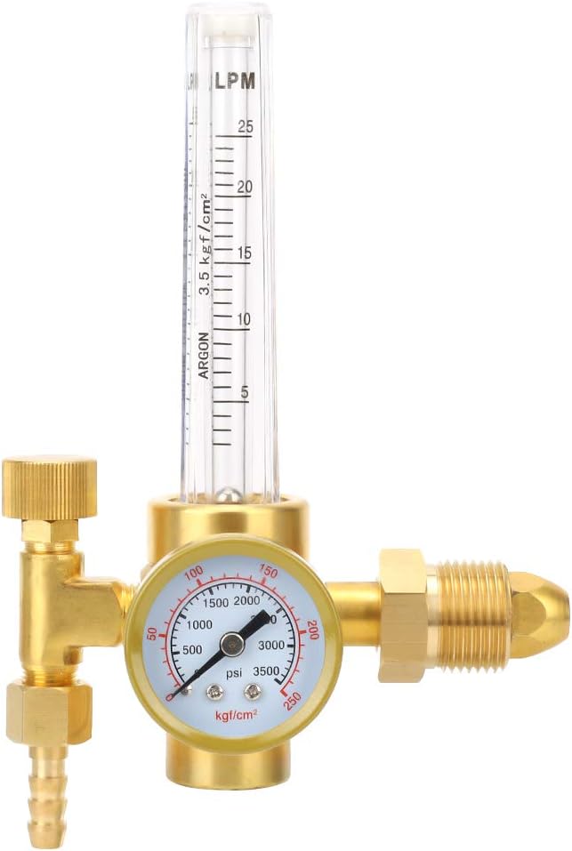 Argon CO2 Gas Meter Regulator, 0‑25 Lpm Adjustable Argon Regulator with GA580 Adapter, 0‑60CFH 4000 PSI, No Leakage, Indication Easy Understand, for Mig Tig Welding