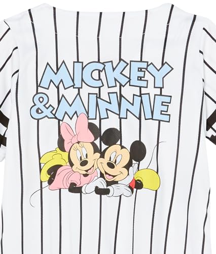 Image of Disney Girls Disney's Girls Mickey & Minnie Mouse Baseball Jersey - Classic Mesh Button Down Shirt