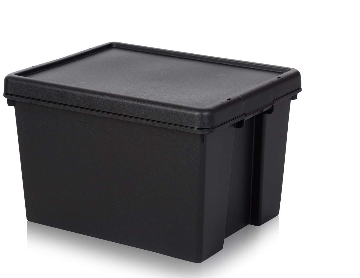 Wham Bam Lot de 2 boîtes de recyclage 45 litres avec couvercle 49 x 39,5 x 32 cm Noir