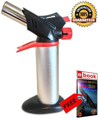 Premium Culinary Torch for Home Kitchen and Restaurant Use | Professional Grade | Extra Large Butane Gas Flame | For Crème Brulee – Searing Meat – Braising Food – Roasting Vegetables