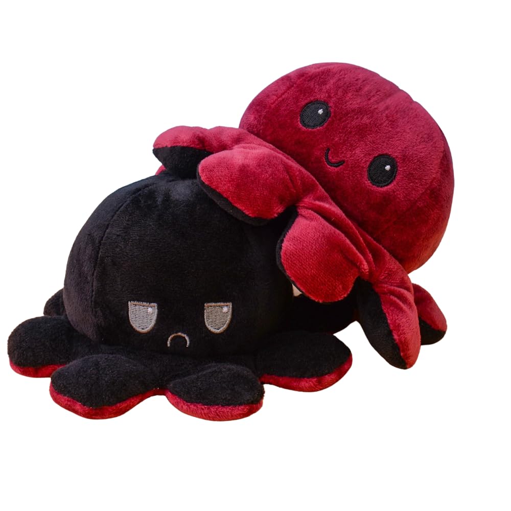 KUNSTIFY Peluche Gigante XXL Oktupus Humor 80 cm XXL Pulpo Humor Peluche Peluche Peluche Pulpo Gigante XXL Pulpo Peluche Peluche Pulpo Peluche Peluche Reversible XXL Pulpo grande (80 cm Rojo Negro)