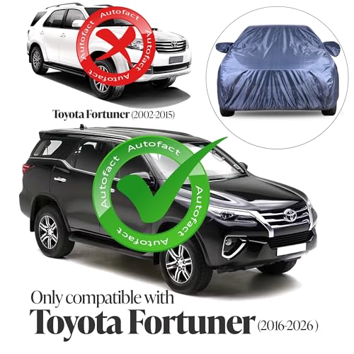 Image of Autofact Premium Car Cover for Fortuner 2016-2026 | All Weather Water-Resistant Full Body Car Cover | Light-Weight Triple-Stitched Outdoor Shield with UV Protection, Dustproof & Heat-Resistant