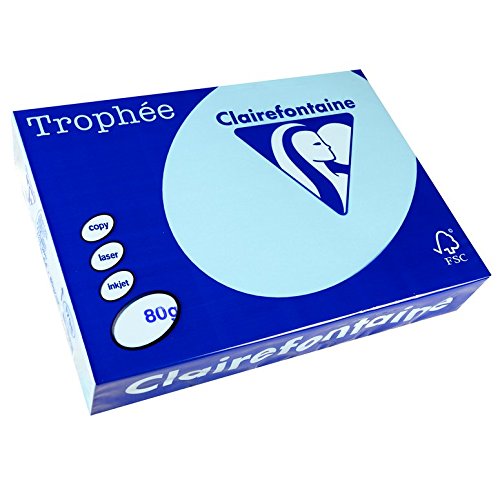 Papier A4 80g 210x297 mm 500 Feuilles Ramette FSC Bleu vif TROPHÉE Lot 3