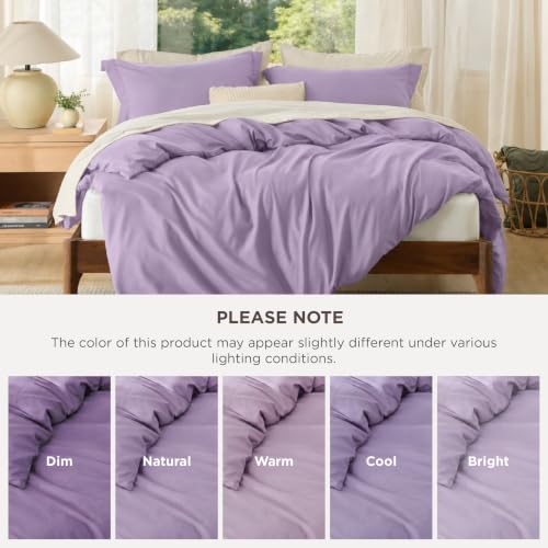 Image of Bedsure Duvet Cover King Size - Soft Double Brushed Bedding Set for Kids & Adults, Zipper Closure, 3 Pieces, Includes 1 Duvet Cover (104 inchx90 inch) & 2 Pillow Shams, NO Comforter, Light Purple