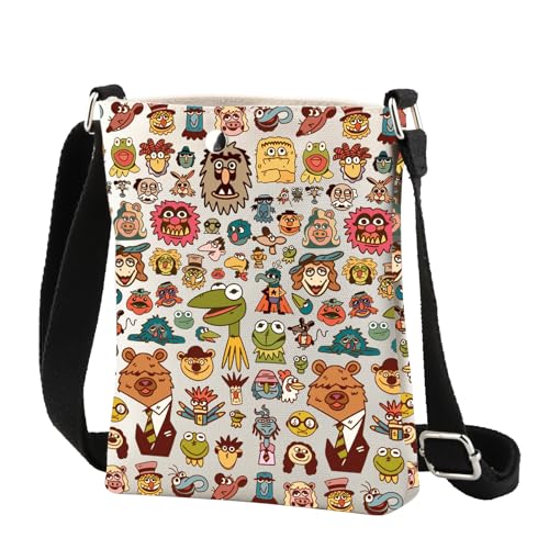 Bolsa transversal inspirada em fantoches fantoches malucos presentes para fãs de comédia nostálgica para fãs de programas de TV retrô bolsa transversal, Show de marionetes 2574
