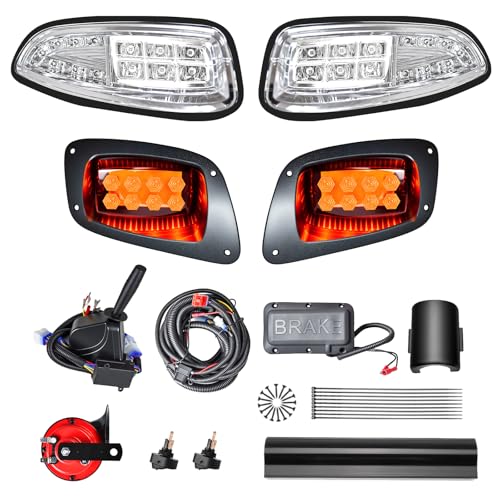 Orle Oko Deluxe Led Headlight Taillight Golf Cart Light Kit Compatible Ezgo Rxv 2016 +, 12V Street Legal Golf Cart Lights Kit With Turn Signal Switch, Brake Pad, Horn