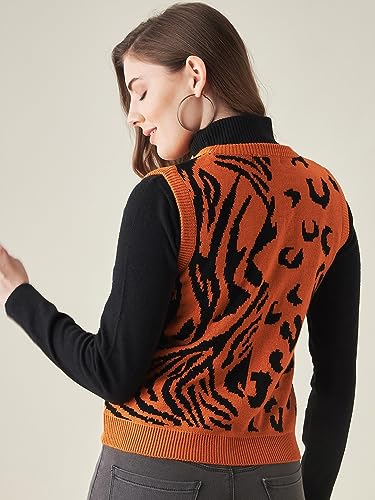 Image of Modeve Printed V Neck Sleeveless Sweater for Women||Winterwear||