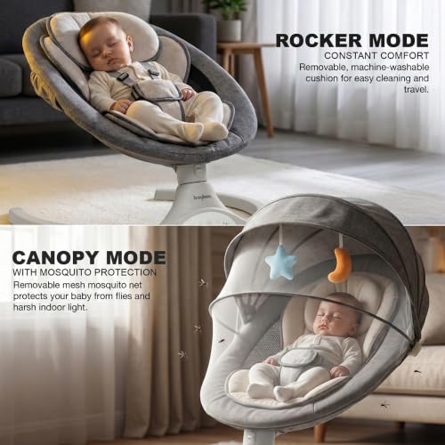 BAYBEE Store Baybee Electric Swing Cradle for New Born Baby, Grey - Image 6
