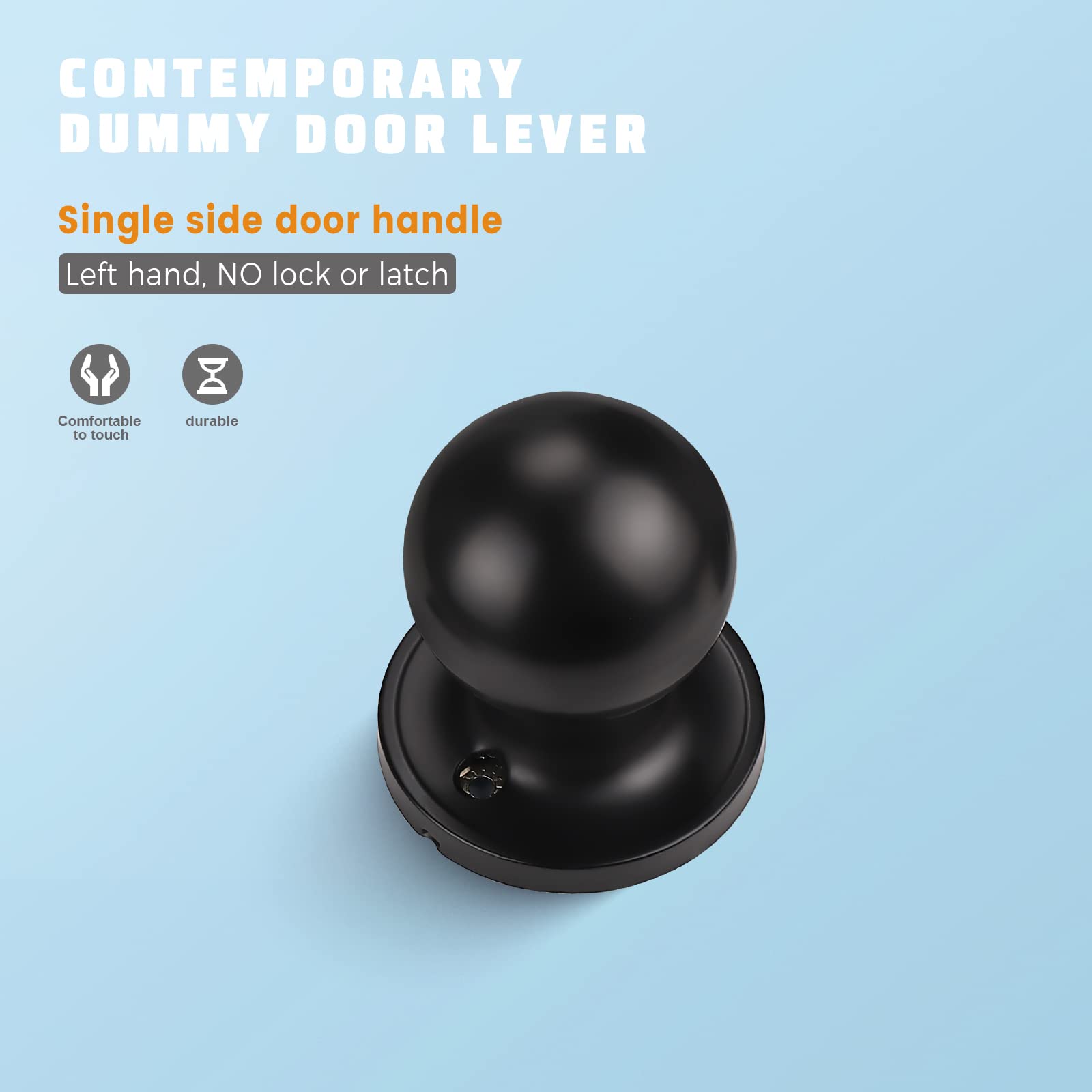 KNOBWELL 2 Pack Matte Black Dummy Door Knob Single Side Closet