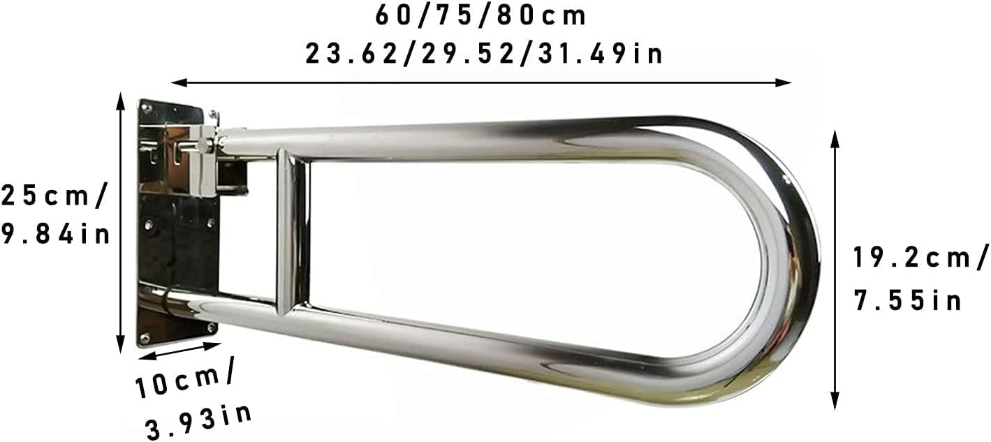 Barras de Apoyo para baño, Acero Inoxidable, Marco de Seguridad, abatible, para Personas con discapacidad, riel de Soporte Antideslizante, Barra Antideslizante de 60 cm.