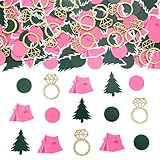 Kreatwow Camp Bachelorette Party Decors 200pcs Camp Bride Confetti Table Decors Party Supplies Pink Green Ring Tree Tent Confetti for Mountain Lake Hiking Bachelorette Wedding Engagement Party Decor