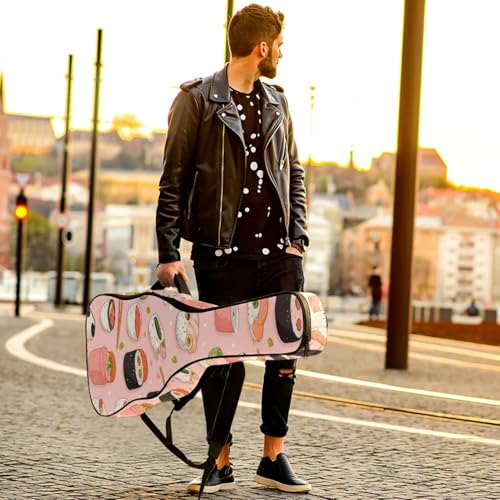Étui guitare acoustique motif sushi pour trajets et cours