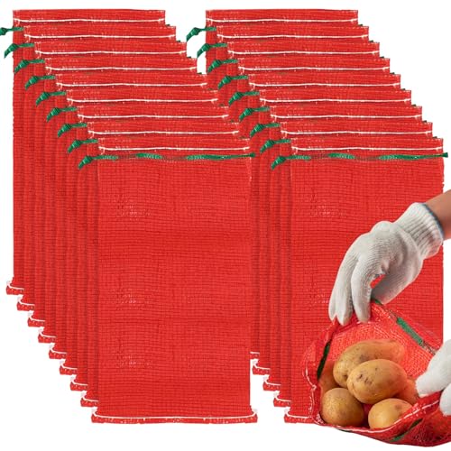 Bolsas de malla con cordón para guardar verdura, paquete de 50 sacos de patatas de 10 libras