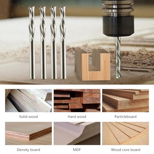 EU_HOZLY 3.175mmX17mm Linkshänder 2 Spiralflötenbits Down Cut Carbide Endmill Cutter Pack 5