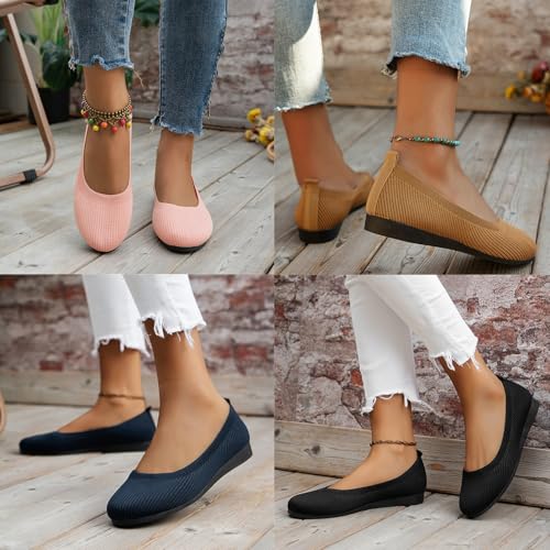 Deviseclue Shoes, Women Comfortable Breathable Slip On Arch Support Non-Slip Casual Shoes, Round Toe Flat Walking Shoes4