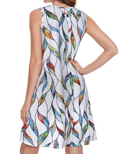 Image of Summer Dresses for Women 2026 Casual Sleeveless Sundress Floral Loose Fit Beach Cover Up with Pocket