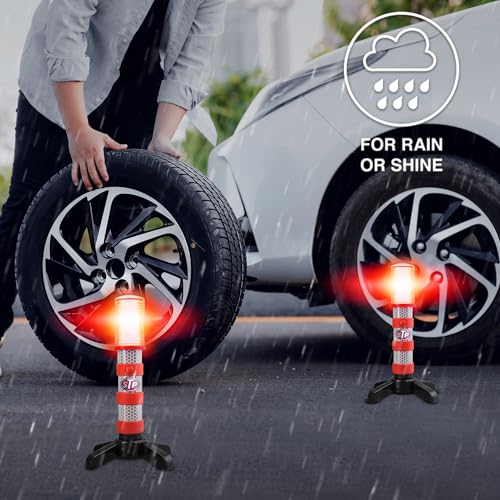 XTREME STP Emergency LED Road Flares, 3 Separate Lighting Modes: Flashing Red, Solid Red and White Flashlight, Visible From Up To A Mile, Foldable Stands/Built-In Magnet Sticks To Car - Image 7