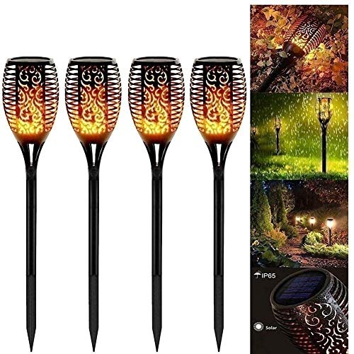 Preisvergleich Produktbild 4 Stück Flammenlicht Gartenfackeln IP65 Wasserdicht Solar Flamme Fackeln Lichter Solarleuchten mit Realistischen Flammen Automatische EIN / Aus Solarlampen für außen (Color : 4)