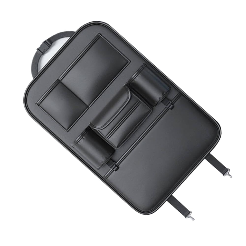 Organizador para asiento trasero de coche, multifuncional, de cuero PU, ahorro de espacio, bolsa de almacenamiento para asiento trasero, Protector, alfombrilla para patadas