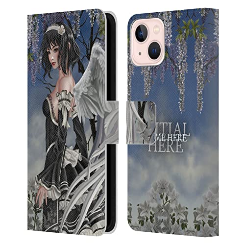 Coque cuir portefeuille iPhone 13 personnalisée nom initiale fée
