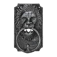 Relaxdays Türklopfer Löwe, aus Gusseisen, Löwenkopf Klopfer für Türen, HxBxT: 19,5 x 12 x 6 cm, Vintage Design, silber