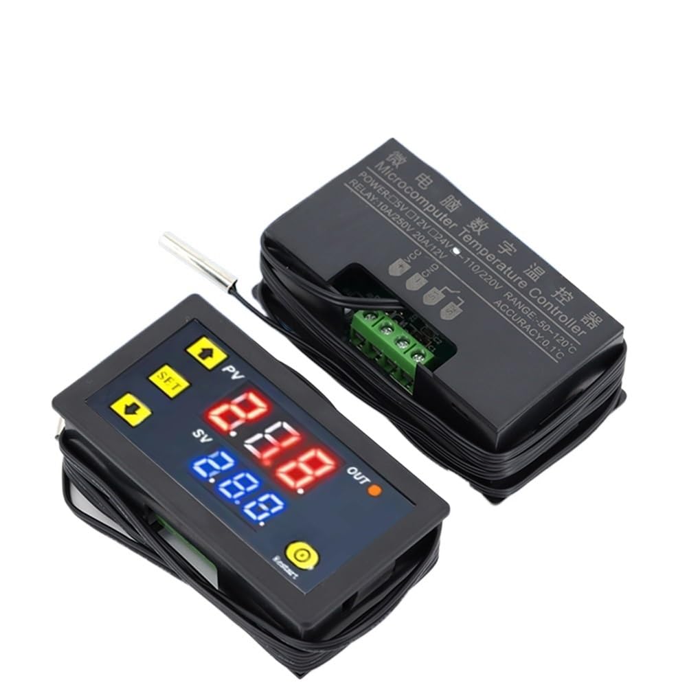 W3230 12V 24V AC110-220V Sonda linea 20A Controllo temperatura digitale Display LED Termostato con strumento di controllo riscaldamento/raffreddamento(1m Probe line)