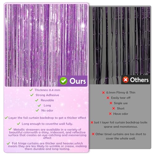 Image of Pink Tinsel Curtain Party Backdrop Streamers - Birthday Decorations | Birthday Decorations for Girls | Princess Birthday Party Decorations |Sleepover Party Supplies for Girls,2 Pack