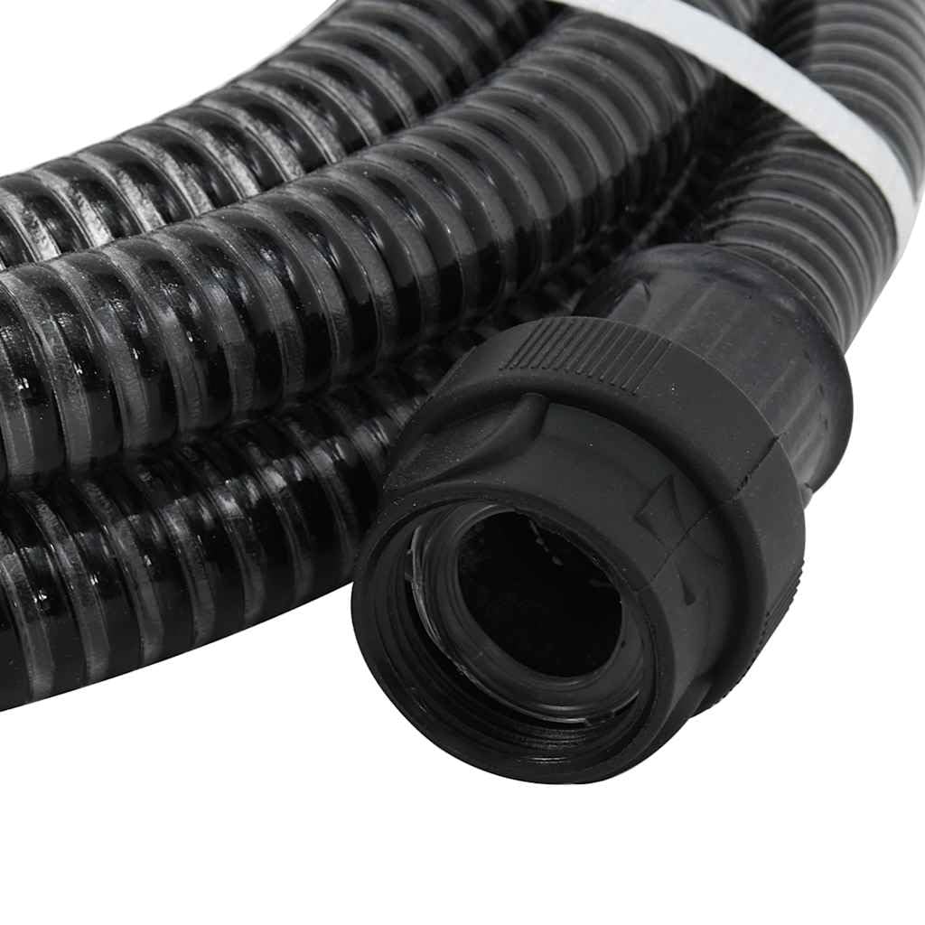 Manguera de aspiración con conectores de PVC, color negro, 1 pulgada, 4 m, manguera de jardín flexible, sin pliegues, con válvula de pie y colador para riego, bomba de jardín, accesorios