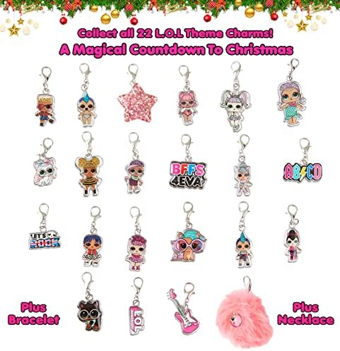 L.O.L. Surprise! Advent Calendar 2022, Girls Jewellery Christmas Countdown Calendars With 24 Surprises With Bracelet, Necklace And 22 LOL Dolls Charms And Accessories Including Queen Bee and Unicorn