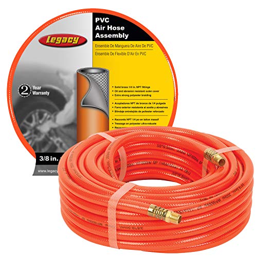 Legacy Air Hose, 3 8 in. x 50 ft, 1 4 in. Fittings, PVC, Orange - HL2850FO2-A02