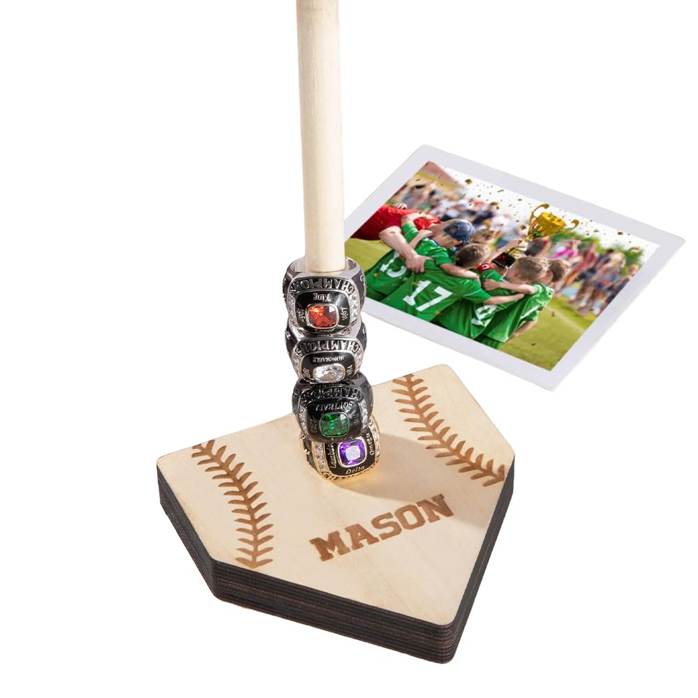 Getname Necklace Personalized Softball Baseball Ring Stand with Name Tournament Rings Holder Softball Ring Stand Championship Rings Holder Custom Number Ring Display Stacked Ring Stand