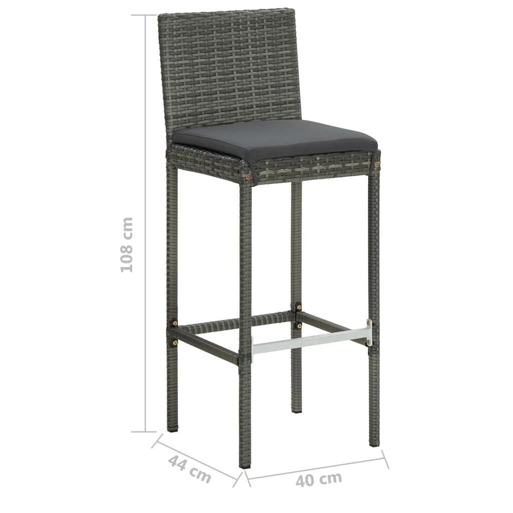 vidaXL Ensemble de Bar de Jardin 5 pcs et Coussins Résine tressée Gris