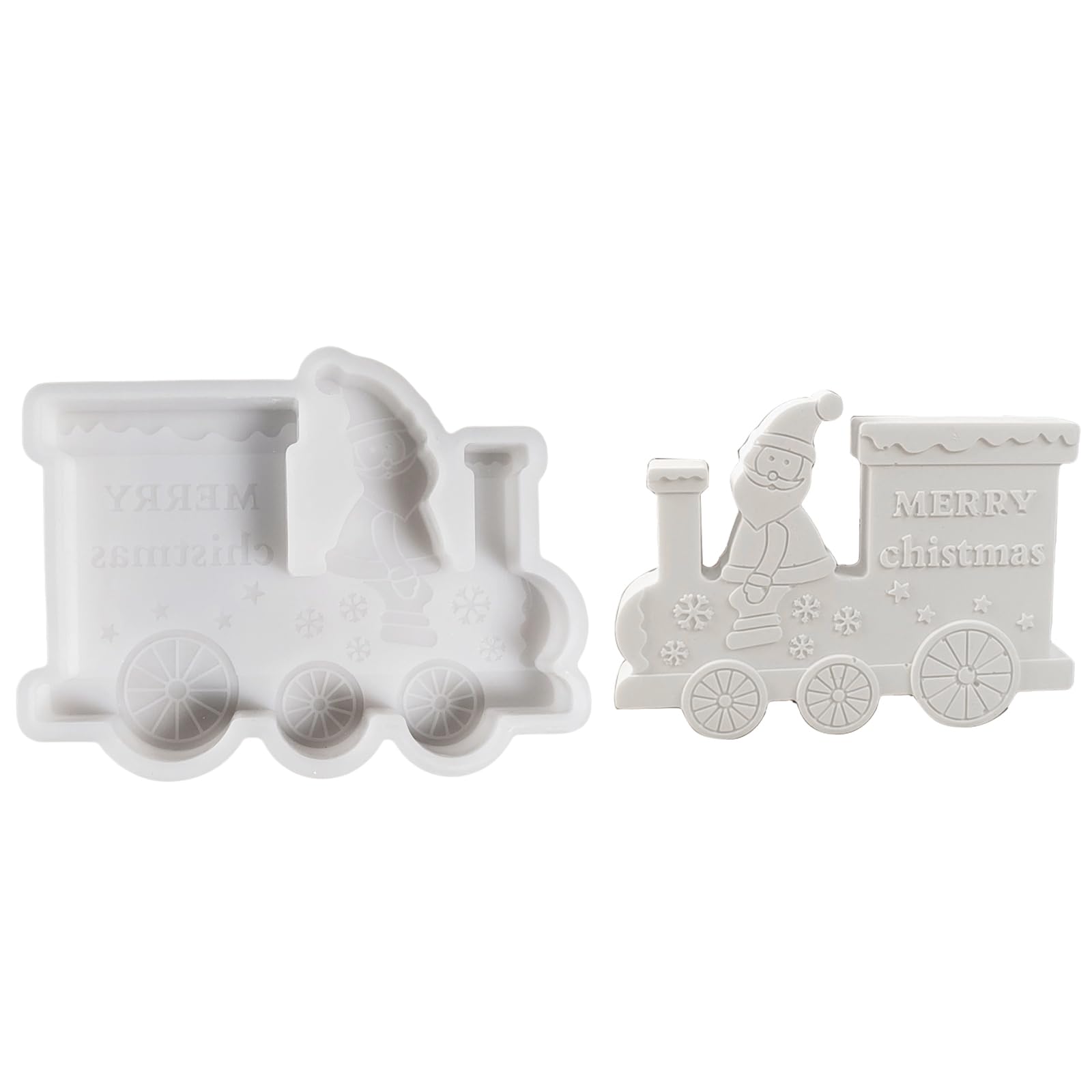 Zkydhbd Christmas Train Shaped Silicone Molds Chocolate Fondant Silicone Molds For Epoxy Resin Concrete Cement Silicone Molds Santa Train Molds