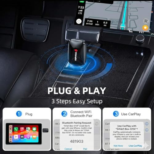 Image of Primate 2-in-1 Wireless Android Auto & CarPlay Adapter | Plug & Play | Convert Wired Auto to Wireless | 5GHz WiFi + Bluetooth | USB-A /C Support | Works with OEM Wired Systems