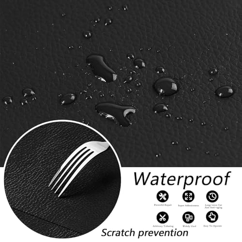 Image of inchBaktas Black Self-Adhesive Leather Repair Patch 30x60cm, Waterproof and Durable for Sofa, Couch, Furniture, Car Seats, Handbags, Jackets - Quick Fix Anti-Scratch Upholstery Repair Tape inch (Pack OF 5)