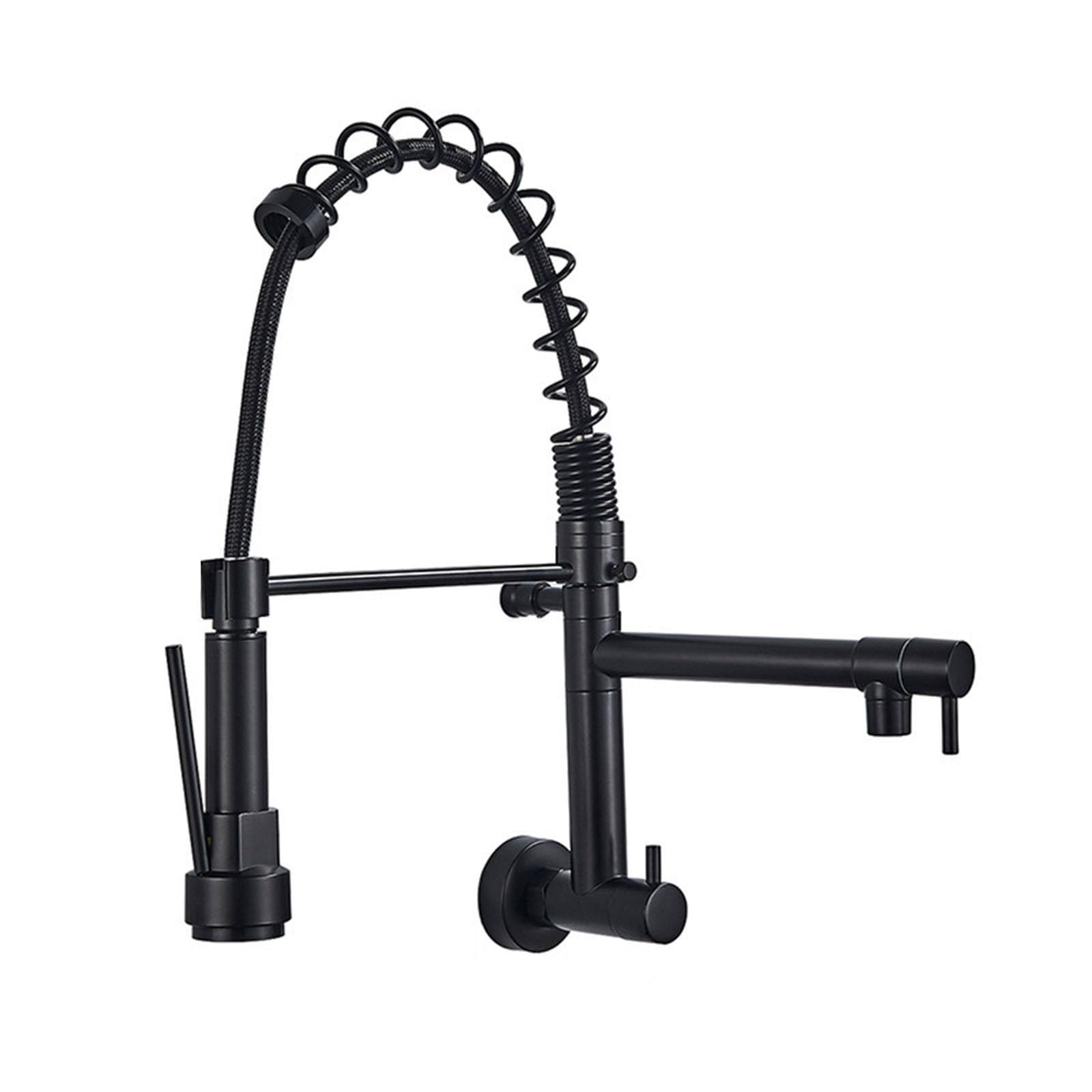 Grifo de Pared Cocina Solo Agua Fria Monomando Grifos Cocina Fregadero Extraible Muelle Rotación de 360°,negro