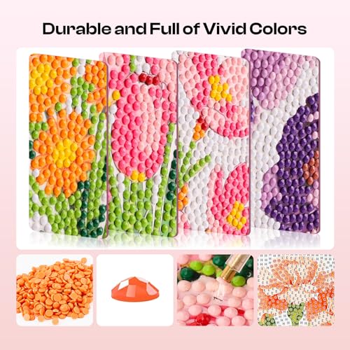 Image of Caydo 12 Pack Flower Themed Diamond Painting Kits for Adults - Full Drill 5D DIY Paint Gem Art - A Relaxing Craft for Home Wall Decor(6x6inch)