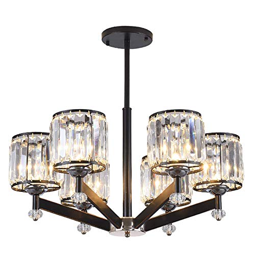 Suspension en cristal moderne 6 lumières luminaire vintage pour ambiance salon