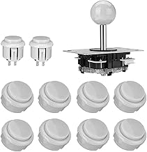 Juegos de Arcade Controlador Joystick Kits, ABS Zero Delay Game Joystick Arcade Botones para PC Windows MAME Pi (Blanco)