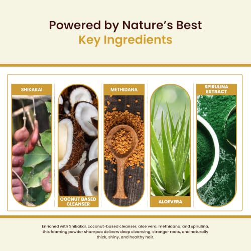 Image of Havintha Premium Spirulina Powder-Based Herbal Shampoo for Hair - 200g | Easy-to-Use Foaming Ayurvedic Shampoo | Anti Hair Fall & Anti Dandruff Care | Sulfate-Free with Shikakai, Aloe Vera & Methi Dana for Strong, Healthy & Voluminous Hair