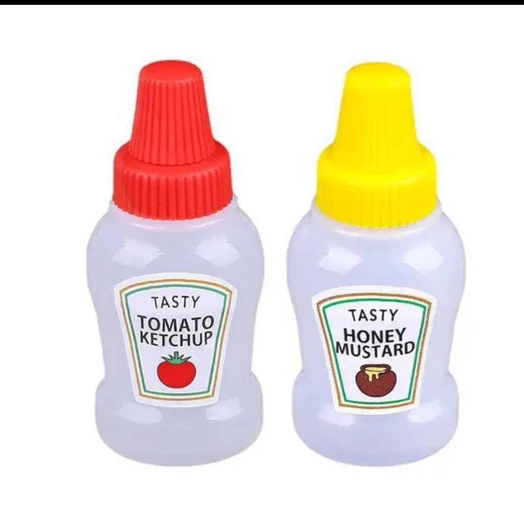 Mini Ketchup Bottle for Bento Box Accessories, 25ml Condiment Squeeze Bottles Empty Plastic Salad Dressing Container Tomato Ketchup Condiments Squirt Squeezable Jar for Sauces Syrup (2)