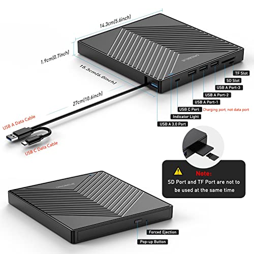 image for ORIGBELIE External CD DVD Drive, Ultra Slim CD Burner USB 3.0 with 4 U