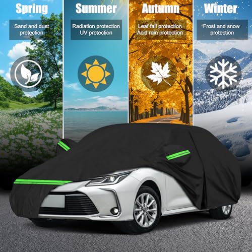 Image of Car Cover Custom Fit for Toyota Corolla 2000-2025,Waterproof All Weather Full Exterior Cover Rain Sun Protector with Windproof Straps&Zippered Doors