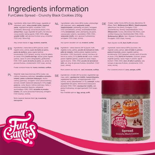FunCakes Spread Crunchy Black Cookies: Aufstrich Knusprige Schwarze Kekse, gut zum Schichten zwischen Kuchen, zum Auftragen auf oder in Gebackene Cakes - 250g
